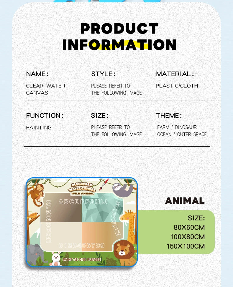 Reusable Water Drawing Mat for Kids, Fun, Mess-Free Learning