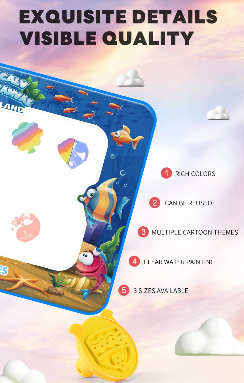 Reusable Water Drawing Mat for Kids, Fun, Mess-Free Learning