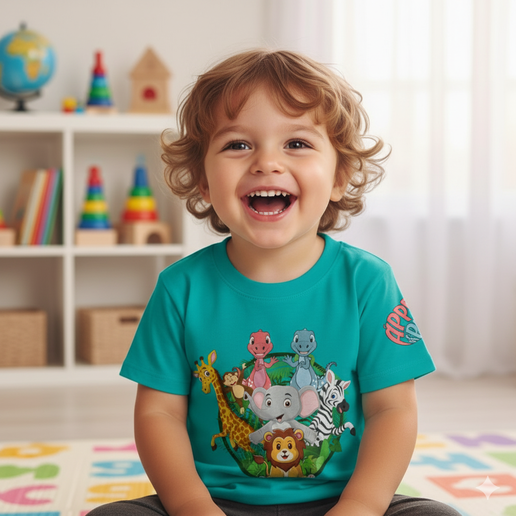 Apple and Pear Short Sleeve Unisex T-Shirt - Aqua Blue