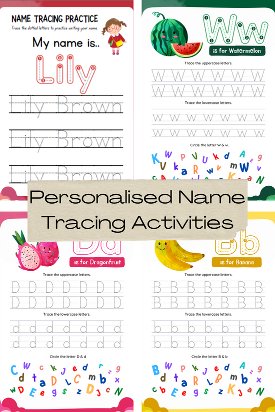 Personalised Name & Alphabet Tracing Worksheets - 27 Pages