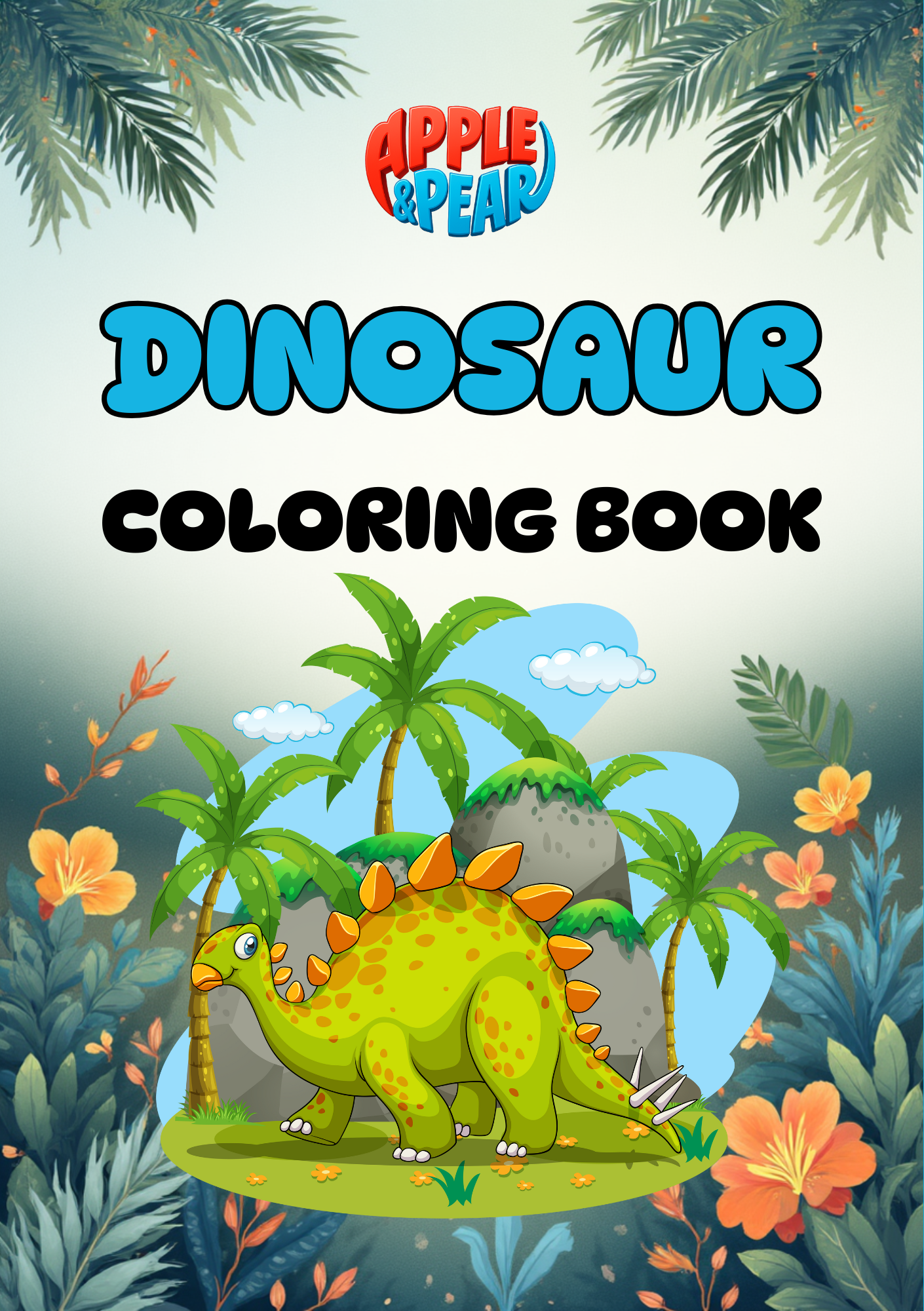 Apple and Pear Dinosaur Stencil Colouring Activity Book
