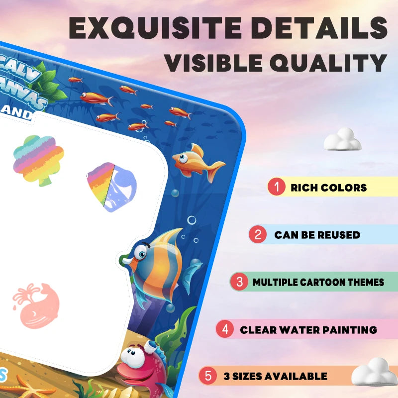 Reusable Water Drawing Mat for Kids, Fun, Mess-Free Learning