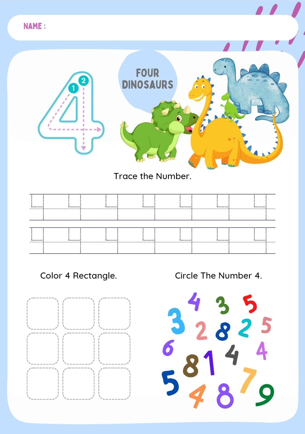 Trace, Spot, and Count Number Worksheets