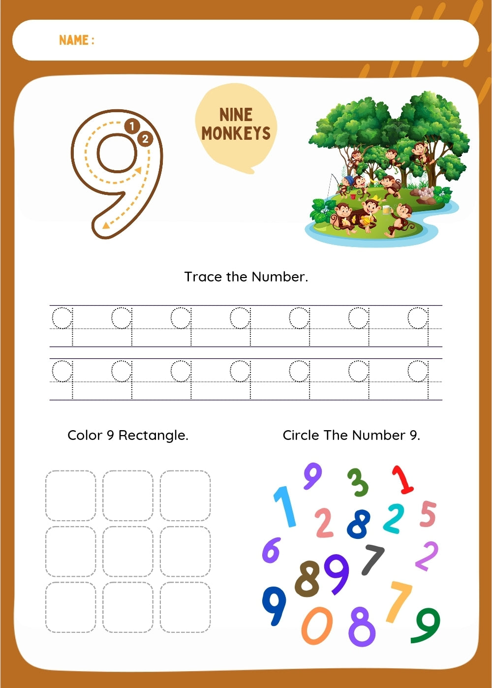 Trace, Spot, and Count Number Worksheets