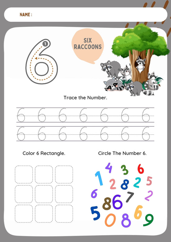 Trace, Spot, and Count Number Worksheets