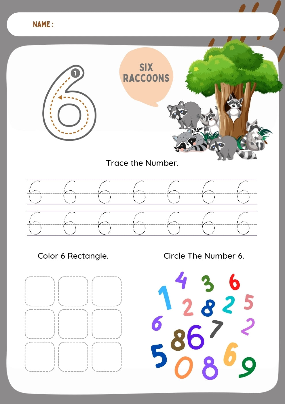Trace, Spot, and Count Number Worksheets