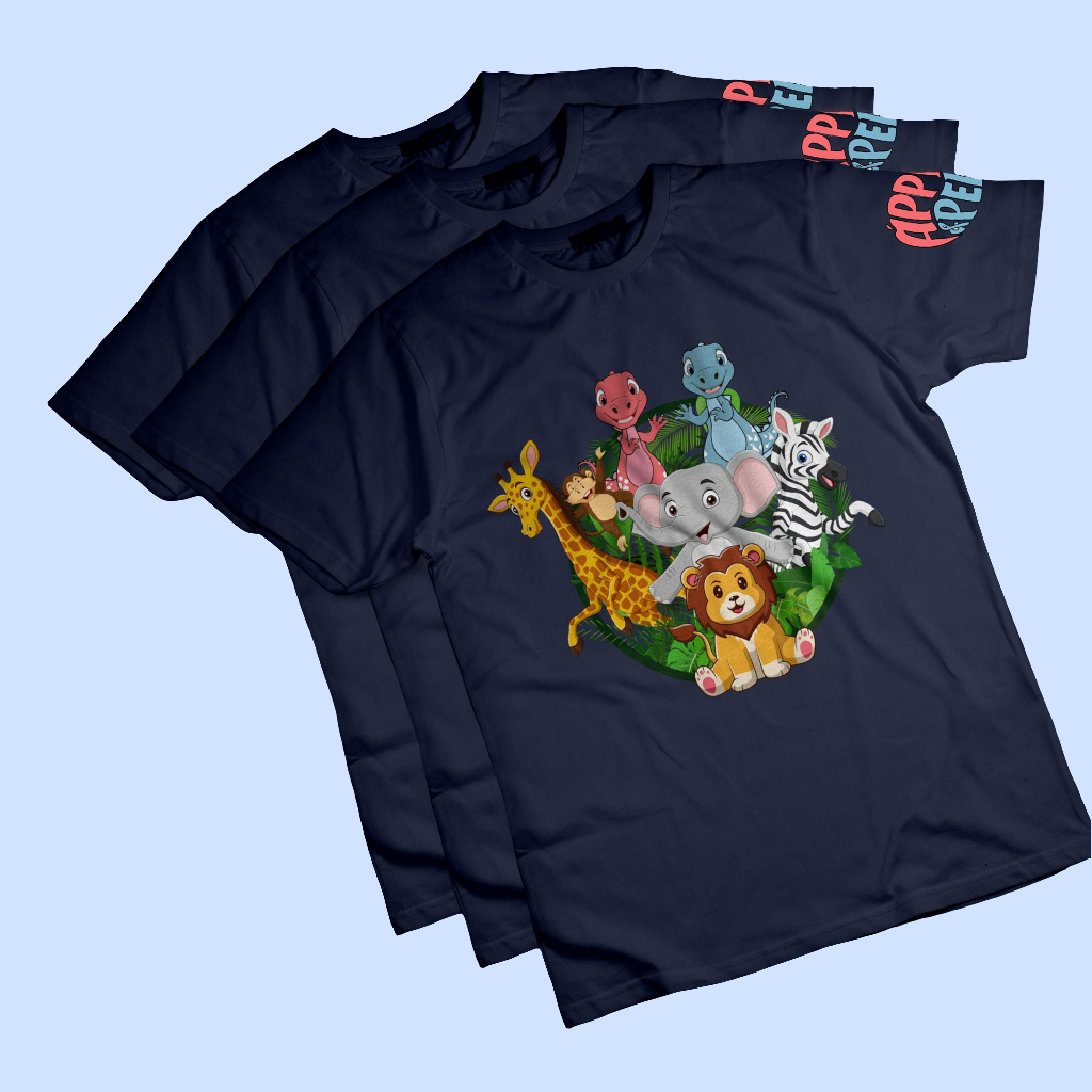 Apple and Pear and Friends, Boys T-Shirt - Navy