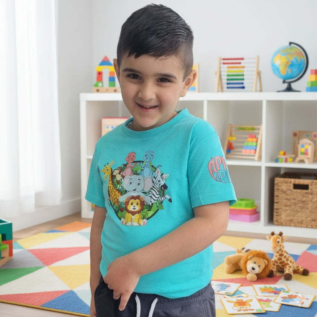 Apple and Pear Short Sleeve Unisex T-Shirt - Aqua Blue