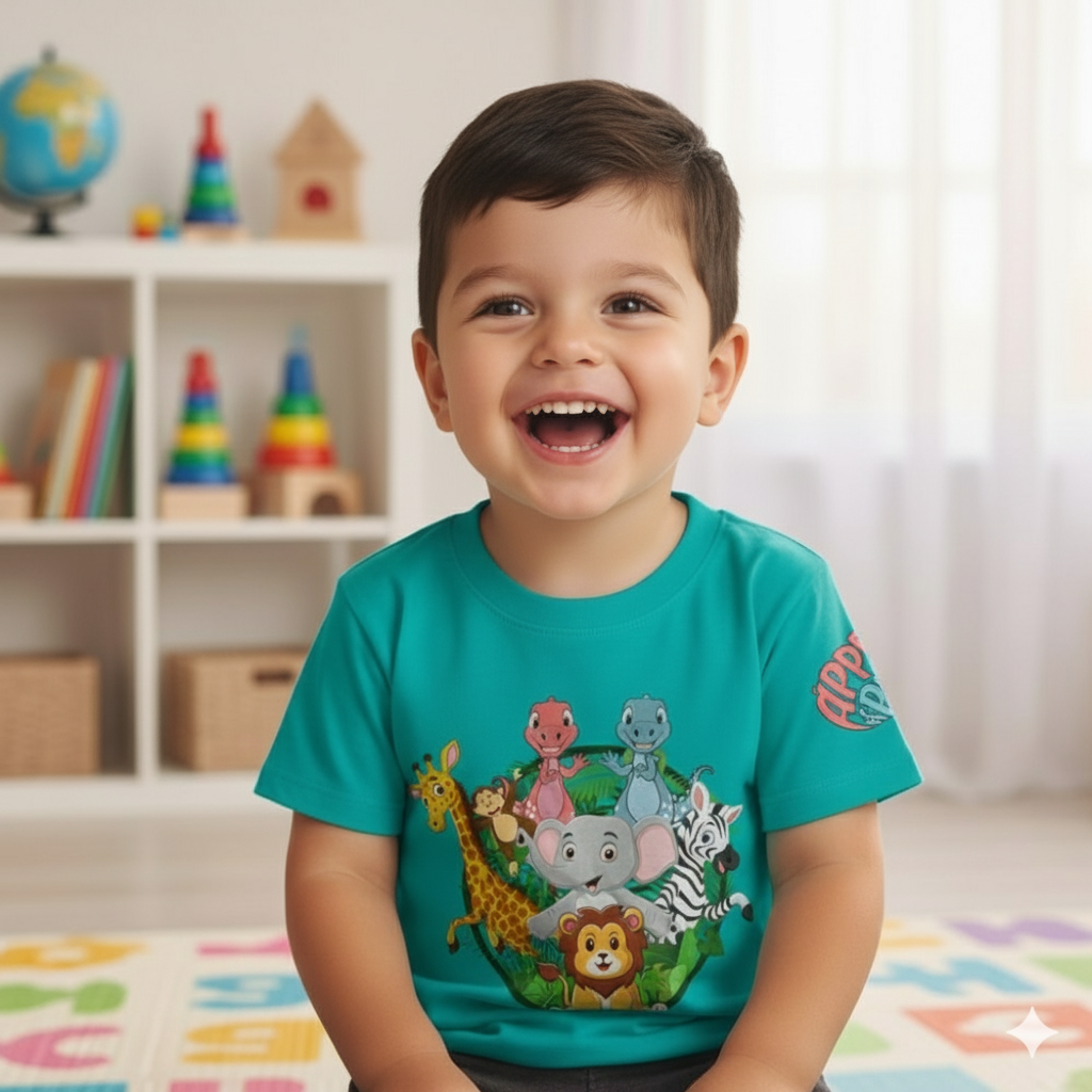 Apple and Pear Short Sleeve Unisex T-Shirt - Aqua Blue