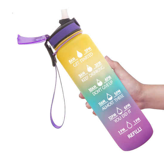 Personalised Tritan BPA FREE 1L Water Bottle - Ombre Yellow, Blue and Purple